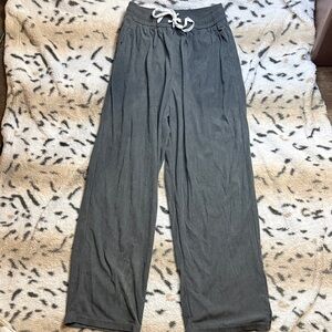 Wide Leg Drawstring Lounge Pants in Charcoal Gray